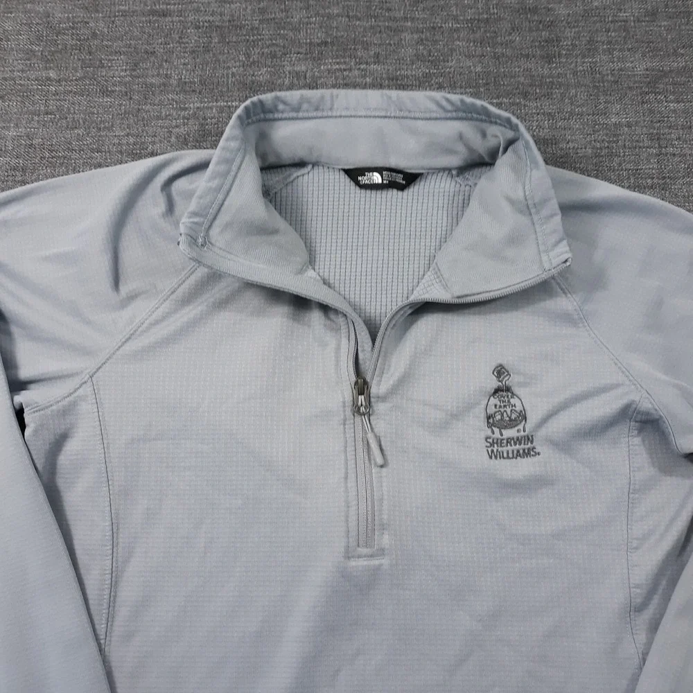 The North Face Pullover Sweatshirt 1/2 Zip Mens Size Medium Gray Waffle Knit